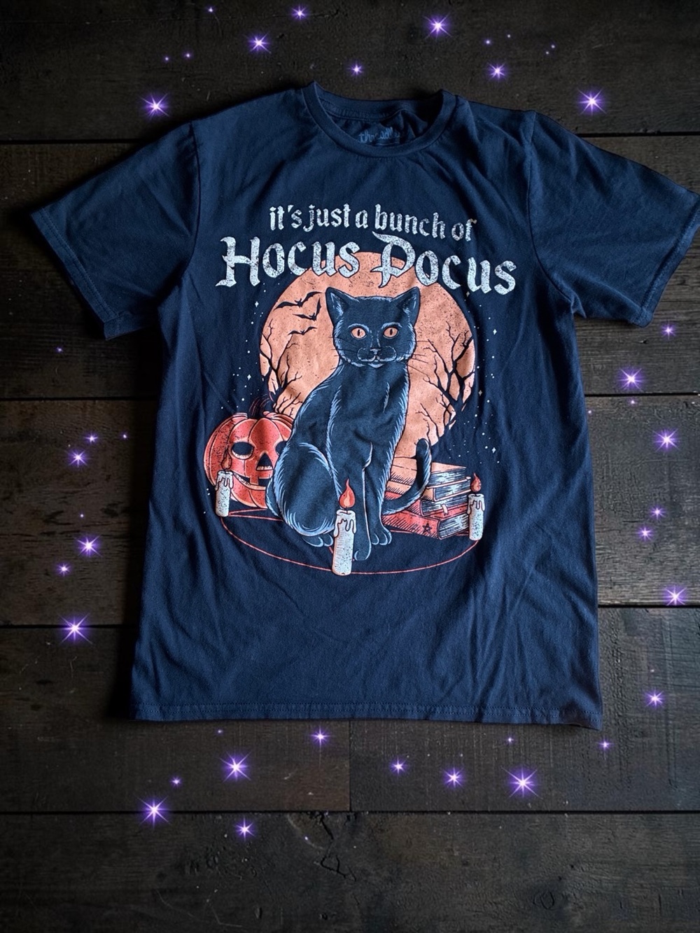 Threadless It's Just A Bunch Of Hocus Pocus Tshirt Small Women's Cat Candle